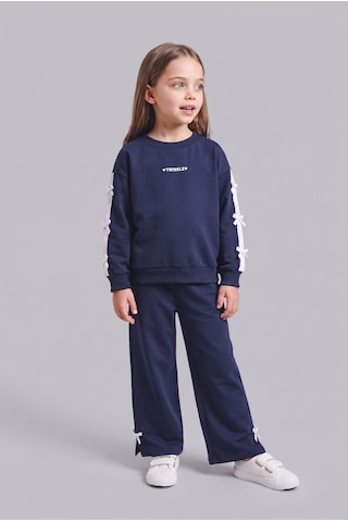 Defacto %100 Pamuk Fiyonk Detaylı Baskılı Basic Sweatshirt Üst Geniş Kesim Alt 2li Takım Kız Bebek I3660a526aunv247 Lacivert-nv247