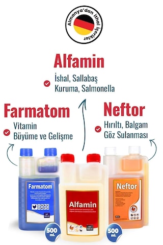 Munich Vet 3'lü Set 500 ML Farmatom Vitamin + Alfamin + Neftor Hırıltı