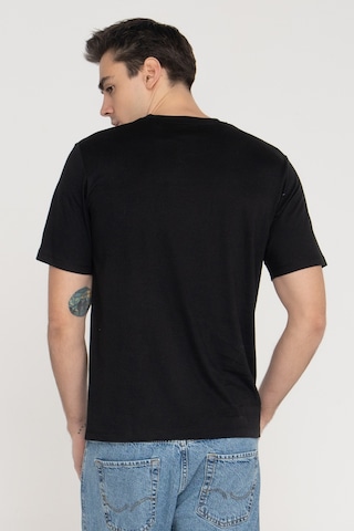 Jack & Jones Erkek Gögüs Logo Baskili %100 Pamuk Tişört - Walk - 12289737 Black Siyah