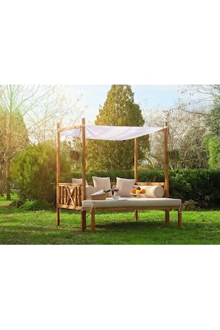Mandu Exclusive Ahşap Bahçe Yatağı (Daybed) Bej