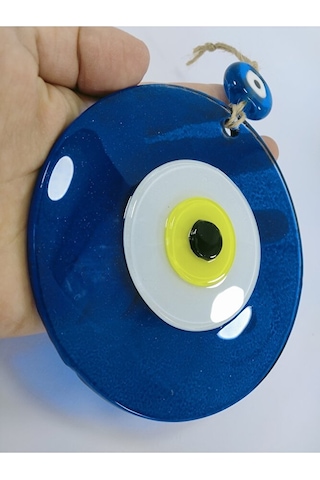 Mavi Büyük Cam Nazar Boncuğu 12 Cm El Yapımı Hediyelik Eşya