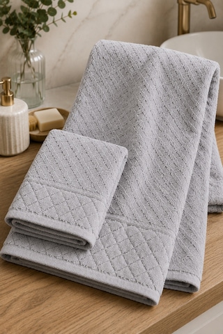 Kristal 2 Li Banyo Havlu Seti 50 90 Baş Havlusu + 90 150 Banyo Havlusu - Gri