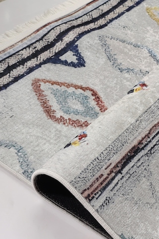 Blghome Etnik Desen Modern Halı Dekoratif Kilim Ekru - Gri