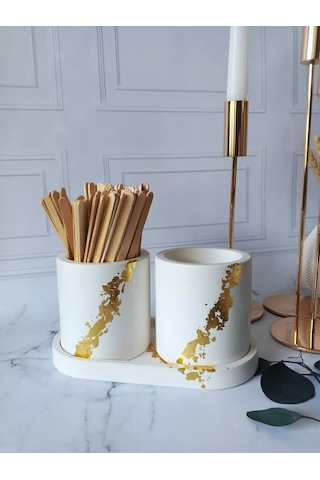 Cre Art Alçı Dekoratif Organizatör Külot Mendil Seti 236592463 Altın Rengi