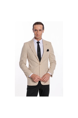 Wessi Slim Fit Sivri Yaka Bej Erkek Ceket Bej