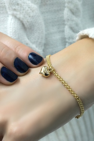 Kalpli Bismark Bileklik 14 Ayar Altın - Yeşil