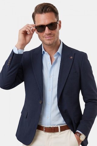 Deepsea Erkek Lacivert Slim Fit Blazer Ceket Likralı Çift Yırtmaç Dokulu Premium Ceket 2600776