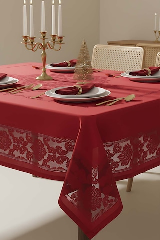 Rivaistanbul Jumbo Jakar Kırmızı Sıvı İtici Leke Tutmaz Masa Örtüsü 160x220 Cm Kırmızı