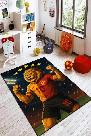 Sarı Şampiyon Aslan 5 Yıldız Kaymaz Taraftar Halısı Vh143 Sarı - Kırmızı