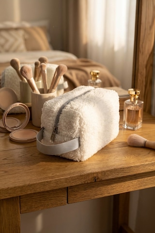 Fluffy Fermuarlı Organizer Çanta Xl Gri