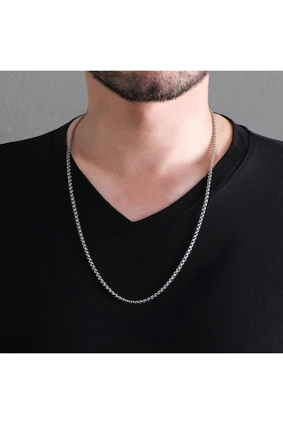 Silver Renk Çelik Erkek Popcorn Zincir (504282019) Metalik