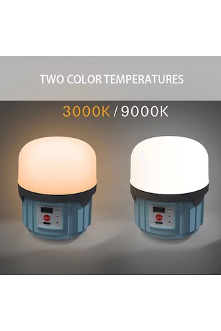 Solar Işıldak Şarjlı Kamp Feneri Usb + Çift Renk Yanma Askılı Solar Kamp Lambası 30w Beyaz - Mavi