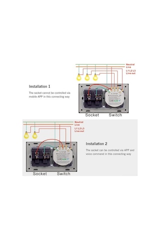 Novahub Akıllı Wi-fi Priz Anahtarı - 2/3'lu Set, 3500w Yük, Siyah/beyaz