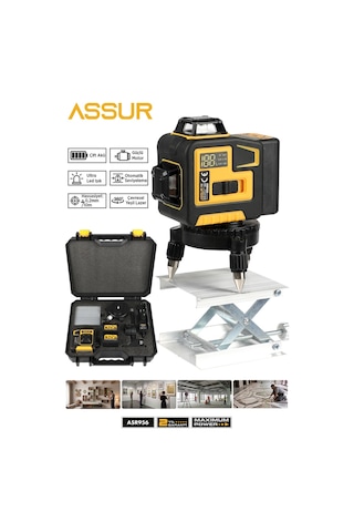 Assur Plus 360 12 Köşe Otomatik Hizalamalı Yeşil Çizgili Su Terazili Lazer Metre Hizalama-2446