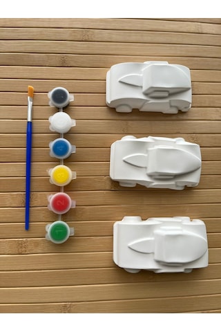 Taş Boyama Seti 10cm Araba Figürlü 3'lü Çocuk Boyama Aktivite Seti