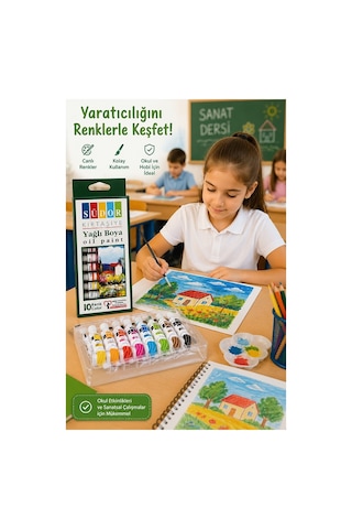 Yağlı Boya 10 Renk 9 Ml 1 Paket Südor Yağlı Boya Seti 10 Lu Ahşap Tuval Taş Ağaç Boyamalar İçin İdea Boyama Seti Çok Renkli