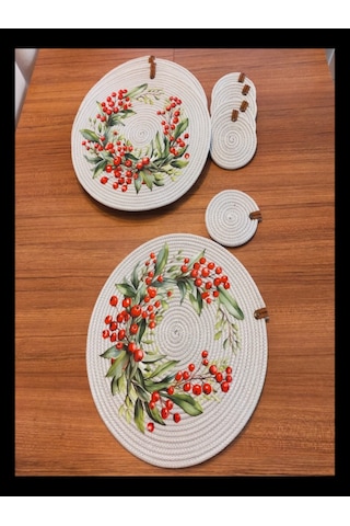 Gri 6 Kişilik 12 Parça Amerikan Servis, Hasır Supla Takımı, Tabak Gri