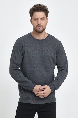 Erkek Siyah-antrasit Bisiklet Yaka Nakış Detaylı Regular Fit 2'li Sweatshirt Mmtlce70-2 001