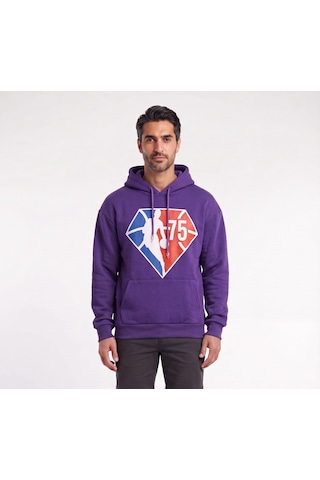 Blow Up Renkli 75 Baskılı Kapüşonlu Mor Erkek Sweatshirt 12454 Siyah