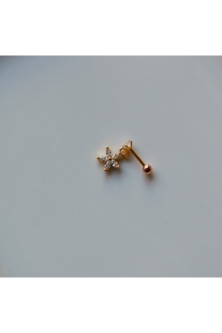 Heppii Cerrahi Çelik Çiçek Sallantılı Piercing Helix Kıkırdak Gold Renk Altın
