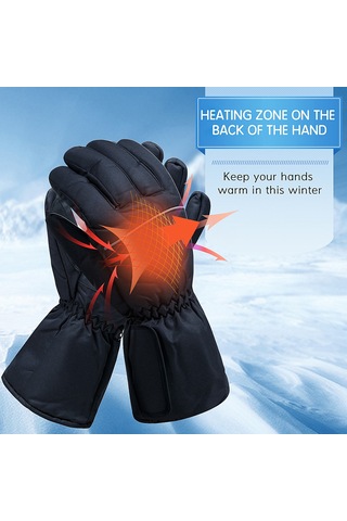 Geeroyoo Isıtmalı, Dokunmatik Uyumlu, Yansıtıcı Bantlı, Kaymaz Tabanlı, Kış Sporları İçin Unisex Eldiven Siyah L Siyah