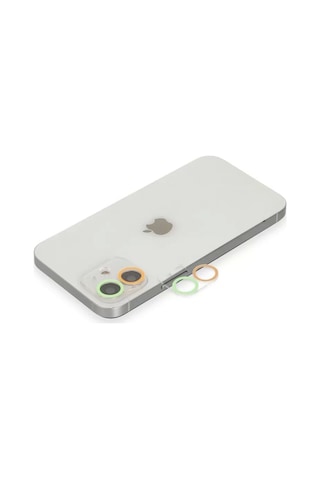 Apple iPhone Uyumlu 12 Mini Renkli Kamera Lens Koruma Cam - Turuncu-yeşil