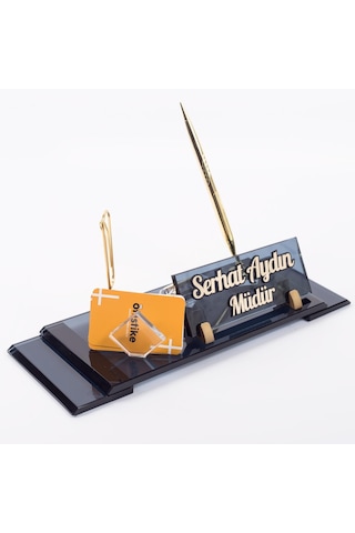 Elit Masa İsimliği Kabartma Gold Ofis Kristal Masa İsimlik