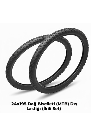 24 Jant Bisiklet Dış Lastik Takımı - 2 Adet 24x1.95 Dağ Bisikleti Mtb Dişli Dış Lastik