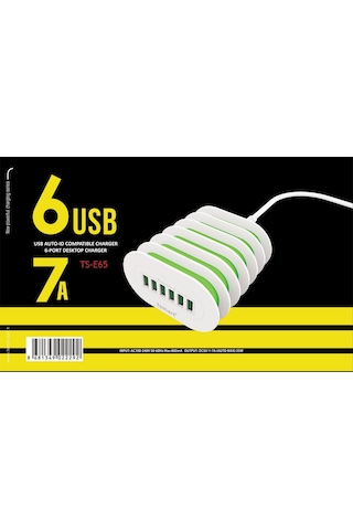 Tsmart 6 Usb Çıkışlı Şarj Cihazı Ergonomik Dizayn,Süper Ürün