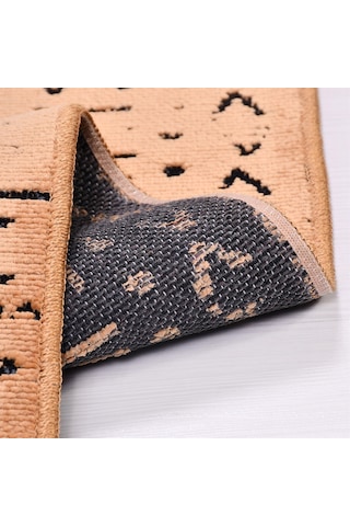 Çam Halı Crea Decolux Vena 8013 Hardal Özel Kaymaz Tabanlı Pamuk Dokuma Kilim - 80x150