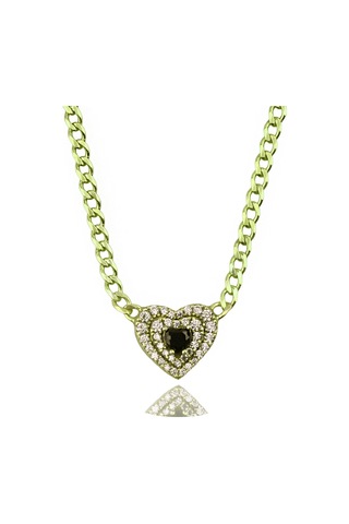 Masaliko Kalp Gümüş Kolye Ms3306, 925 Ayar Kadın Gümüş Kolye, Altın Kaplama Altın