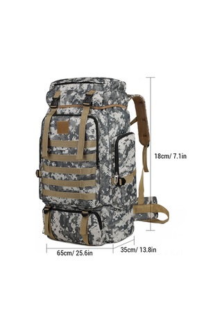 Jeehugo Geniş Kapasiteli Outdoor Sırt Çantası - 65 Cm Boy - Organize Depolama Bölümleri - Kamuflaj 2 Desenli Çok Renkli