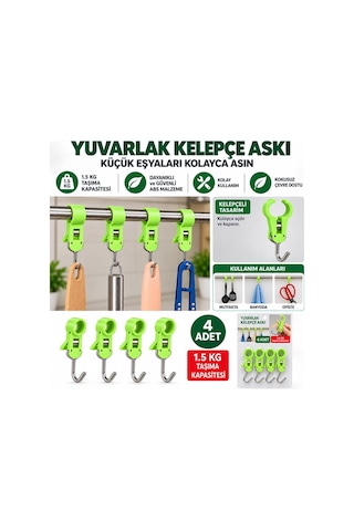 Sunup Sn-38118 Yuvarlak Kelepçe Askı 82x18x18mm 4'lü Paket Çok Renkli