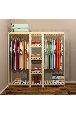Dula - Açık Ahşap Gardırop