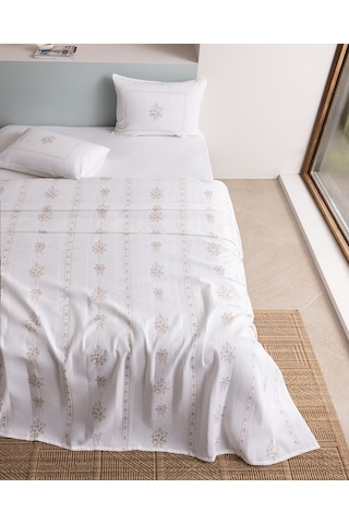 Madame Coco Victoire Tek Kişilik %100 Pamuk Karde Baskılı Pike Takımı - Bej 8684427311554 Çok Renkli