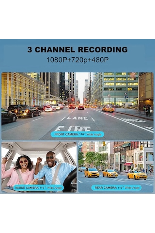 Dash Cam Ön Ve Arka İç 3 Kamera 1080+720+480p 4in Araba Dikiz Aynası Araba Video Kayıt Kamerası Gece Görüş Araba Kamera Kaydedici Otomatik G