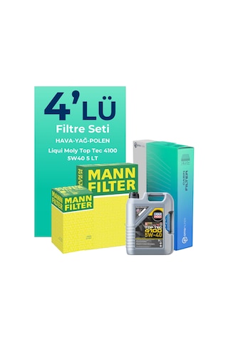 Mann Renault Megane 1.2 Benzin Tce Filtre Bakım Seti Liqui Moly Motor Yağlı (2016-2019) 4 Lü -