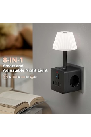 Motion003 Beyaz 8 İn 1 Avrupa Standart Priz 3 Ac Soket 3 Usb Port 1 Type C Port Masa Lambali Asiri Akim Korumali 220 240v