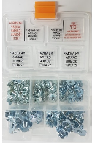Ahşap Çakma Somun 54 Adet Set -Ağaç Somunu M4-M5-M6-M8-M10 Set