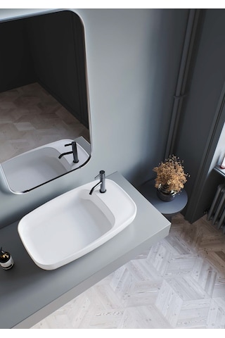 Cerastyle Nova 70 Cm Tezgah Üstü Çanak Lavabo Gizli Sifonu Beyaz