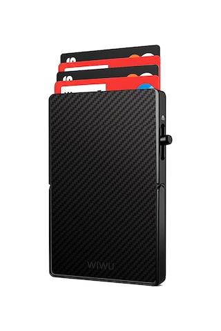 Wiwu Mw-007 Warriors Pop-up Buton Tasarımlı Magnetik Aramid Fiber Metal Standlı Kartlık Siyah