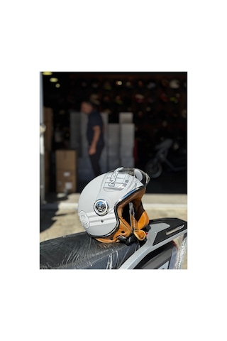 Nero Retro Motosiklet Kask - Ece Sertifikalı Bej