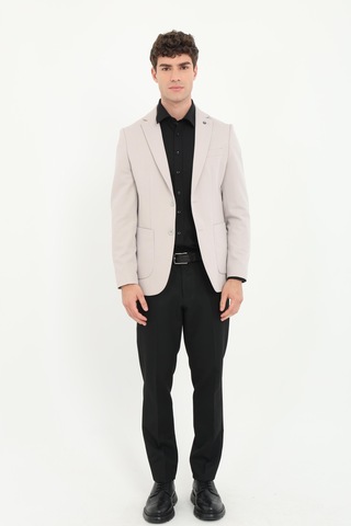 Dufy Bej Armür Desen Slim Fit Erkek Ceket-25966
