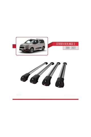 Citroen Berlingo 2019-2022 Arası İle Uyumlu Ace-1 Ara Atkı Tavan Barı Gri 4 Adet Bar