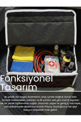 Araç Bagaj Düzenleyici Organizer Tay Tüyü Kaymaz Cırt Bantlı Geniş Hacimli Çanta A8