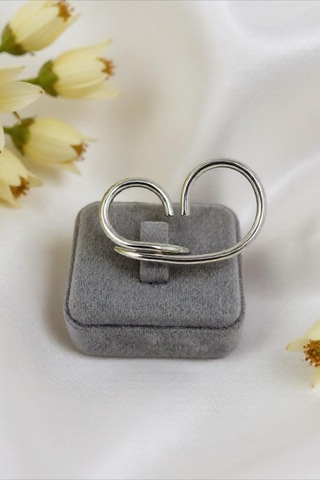 Gümüş Renkli Çelik Ayarlanabilir Yüzük Gümüş