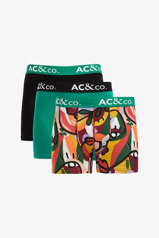 Ac&Co / Altınyıldız Classics Erkek Sıyah-Yesıl Desenli Pamuklu Esnek 3'Lü Boxer Paketi