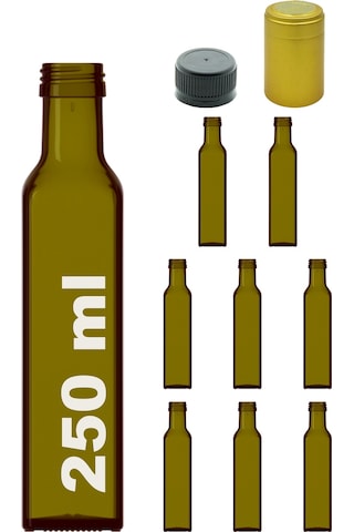 Afracam Maraska Yeşil 250 ML Cam Şişe Kapak Kapüşon 8 Adet