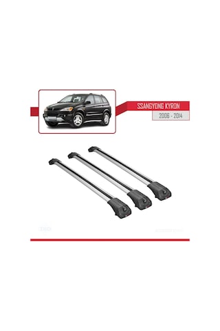 Ssangyong Kyron 2006-2014 Arası İle Uyumlu Ace-1 Ara Atkı Tavan Barı Gri 3 Adet Bar