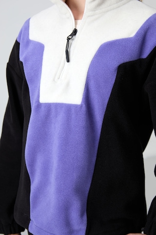 Tommy Life Siyah Kalın Yumuşak Dokulu Oversize Nakışlı Polar Kız Çocuk Sweatshirt - 75153 Siyah
